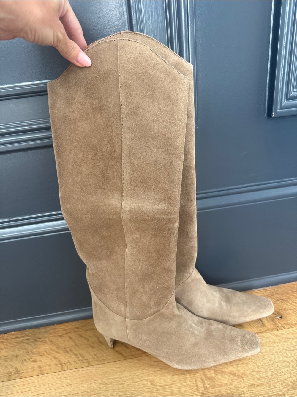 STAUD western Wally Suede Knee-High Heeled Boots